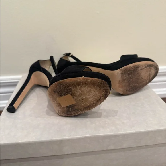 Jimmy Choo Alva 120 Suede Women's Heel Sandals- Black - Picture 8 of 11